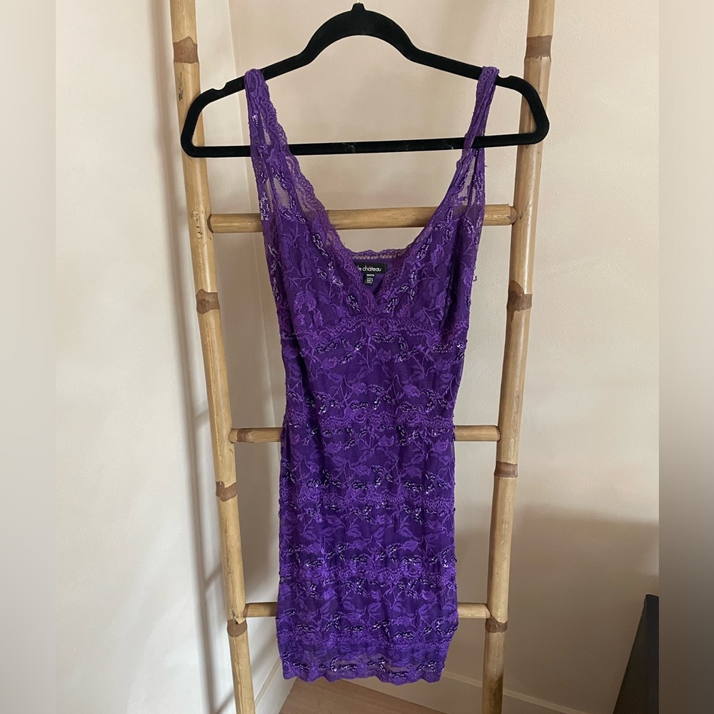 Le Chateau Deep Purple Lace Dress